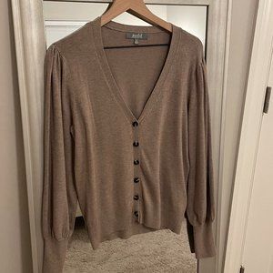 Marled Women's Tan Button Down V Neck Soft Cardigan Sweater Size M